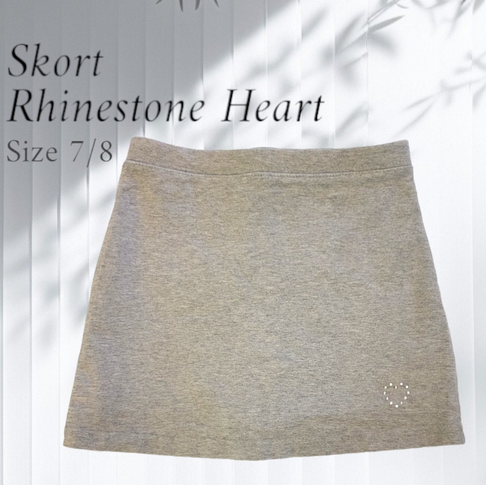 Skort w Rhinstone Heart Embellished